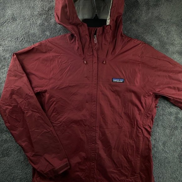 Patagonia Jackets & Blazers - Patagonia Women Rain Jacket Lightweight Hiking Hooded Red Large Full Zip Nylon